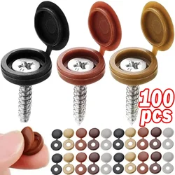 Tapas de tornillos para clavos de piezas, cubiertas protectoras de plástico, 7 colores, cubierta decorativa para tornillos Phillips, tapa plegable para tornillos cruzados, 10/100 unidades