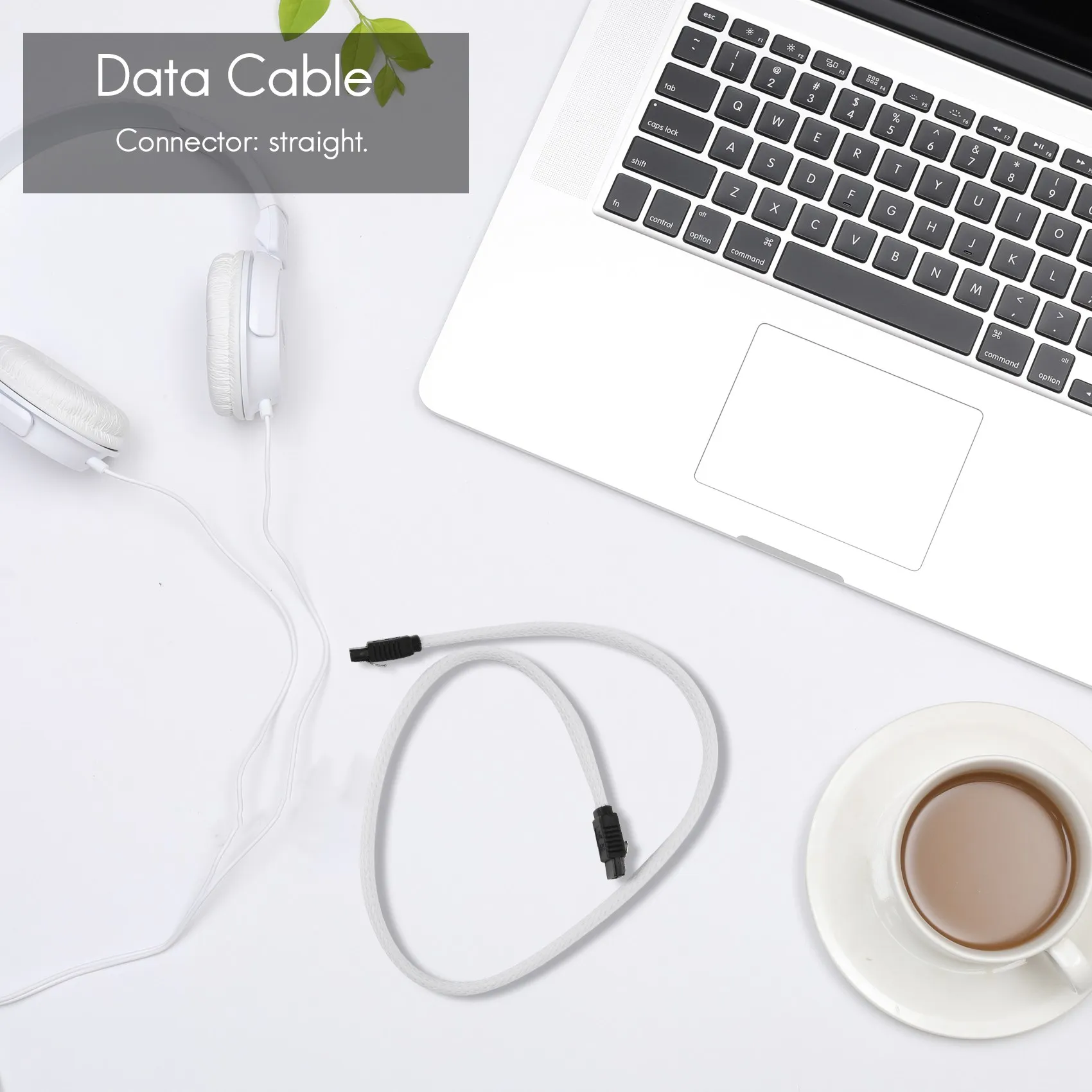 50CM SATA 3.0 III SATA3 7pin Data Cable 6Gb/s SSD Cables HDD Hard Disk Data Cord with Nylon Sleeved Premium Version(White) image 5