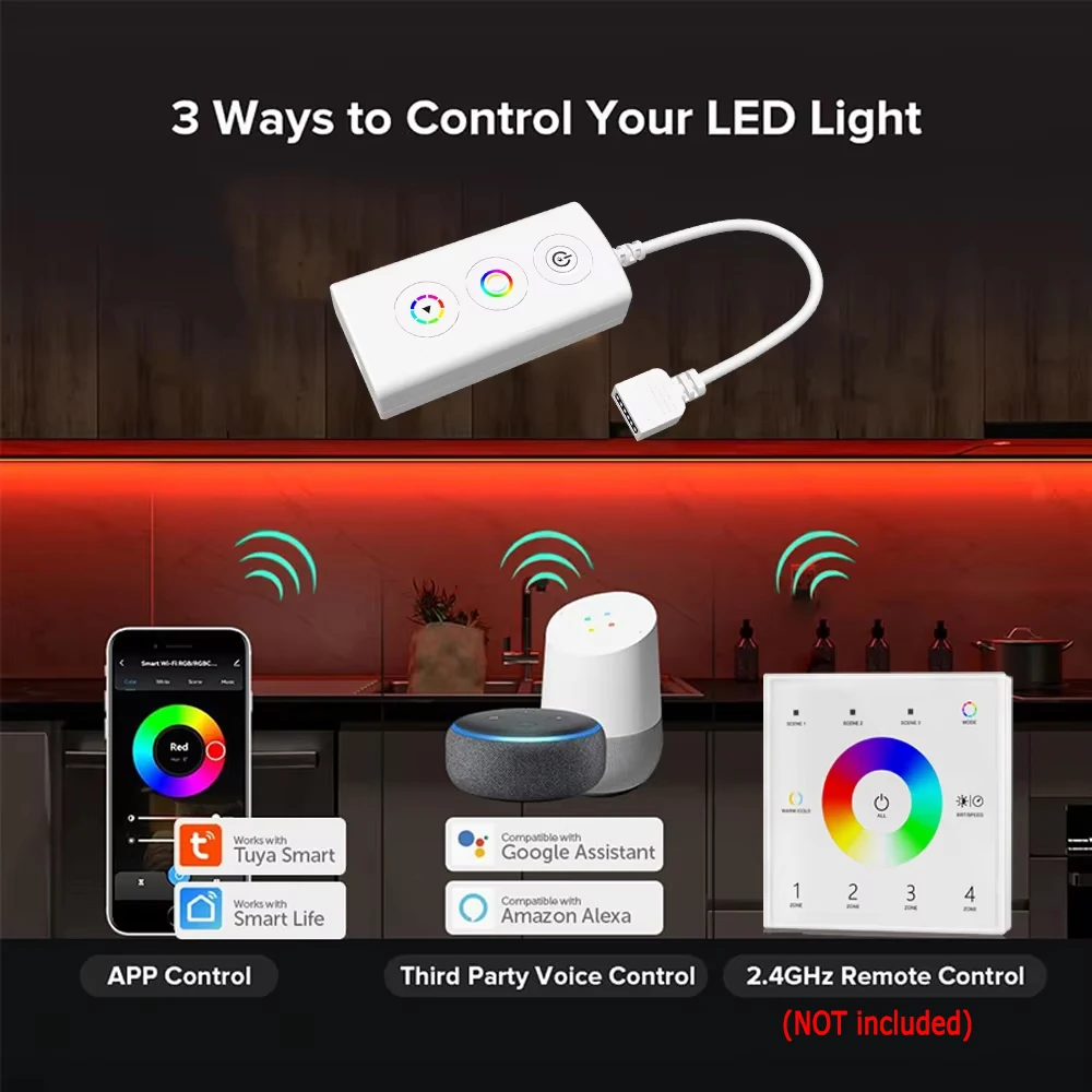 Smart WiFi COB RGBCCT Led Strip 24V 1m 2m 3m 4m 5m RGBCW Flexible Dimmable Light Tuya Smart Life APP for Alexa Google Assistant