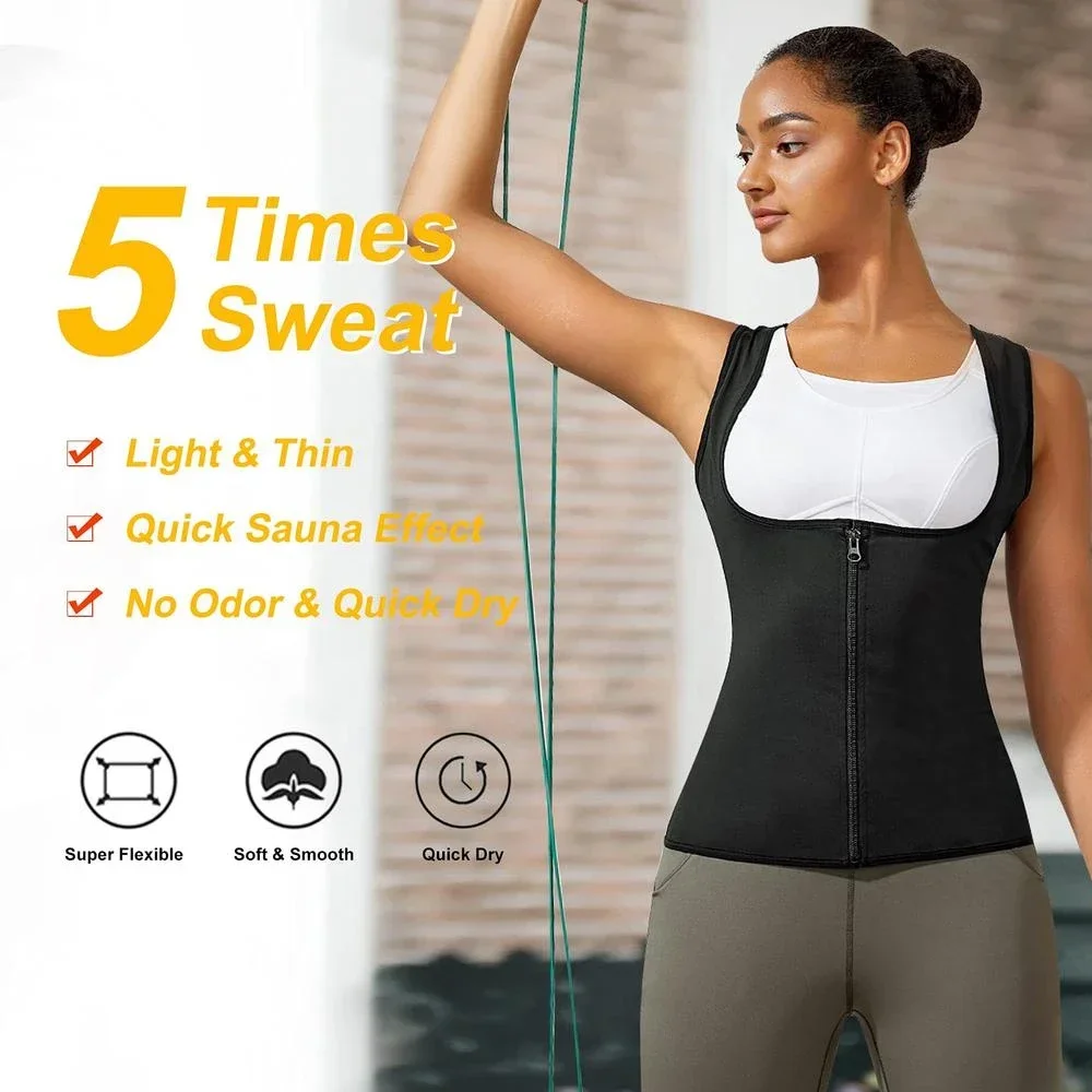 XQQMXX-traje de Sauna de 1 piezas para mujer, chaleco entrenador de cintura para mujer, camiseta sin mangas para el sudor, moldeador con cremallera