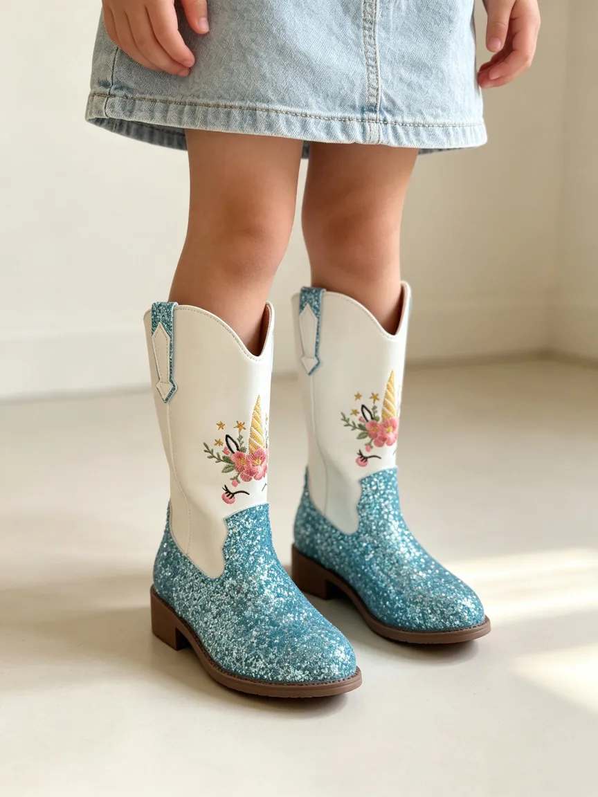 Winter Rose Red Children's Non-Slip Boots Embroidery Pattern Side Zipper Girls Small Heels Thigh-High Botas Suitable Daily Wear