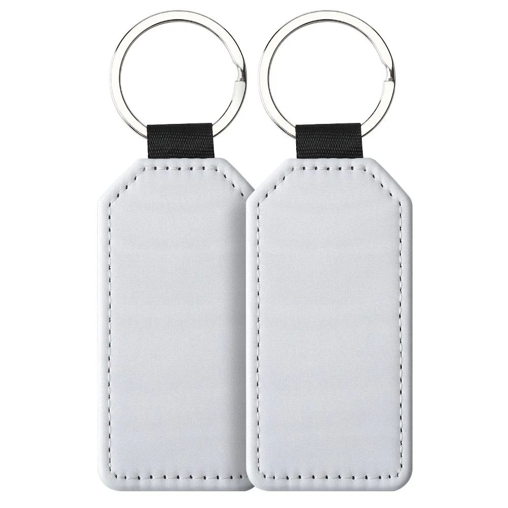 DIY Dye Sublimation Blanks Keychain Creative PU Leather Heat Transfer Keyring Rectangle Heart Double Sides Blank ID Tags Keyring