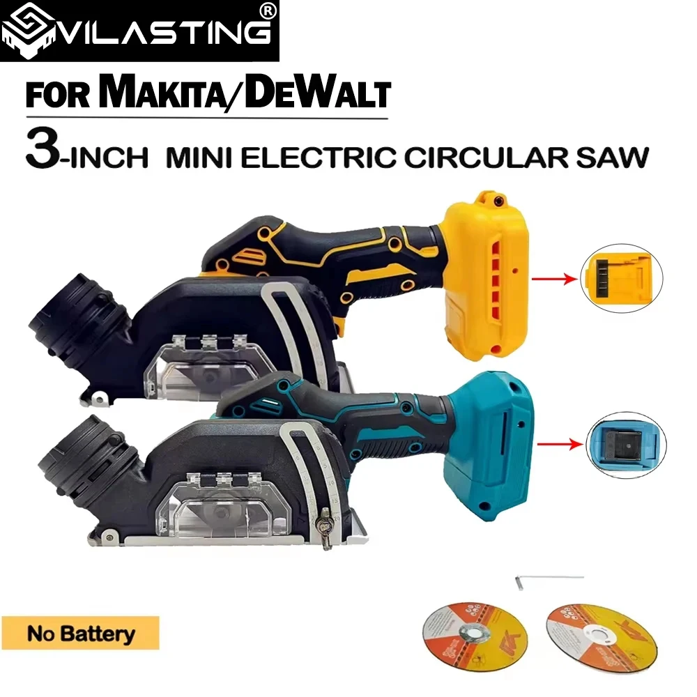 VILASTING Mini Angle Grinder Cordless 3IN Electirc CUT OFF Tool Cutting Circular Saw PowerTool For Makita/Dewalt 20V Battery Pin