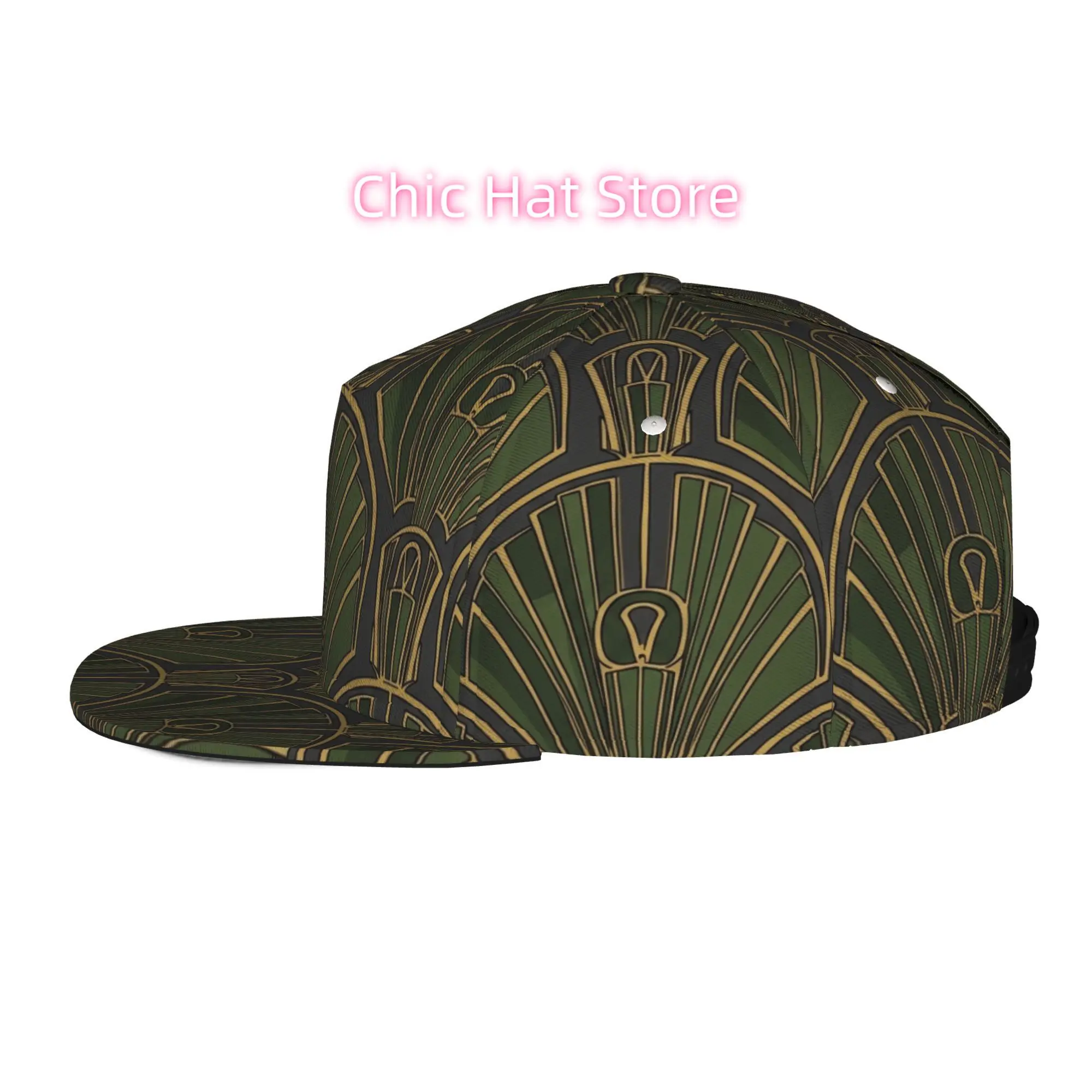Men'S And Women'S Baseball Cap, Art Deco Geometric Pattern Adjustable Snap-On Brim, Flat-Top Design - Suitable for Casual Outdoo