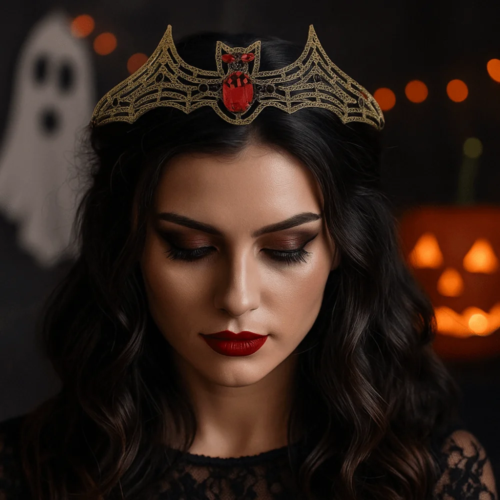 

Simple Metal Halloween Bat Hairband Dark Multicolor Rhinestone Crowns Korean Style Cosplay Props Halloween Tiara Girl