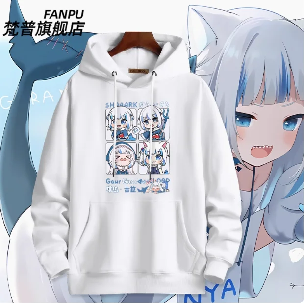 

Anime Hololive vtuber Gawr Gura Hooded Hoodie Cosplay Autumn Winter Men Women Coat Loose Jacket Tops
