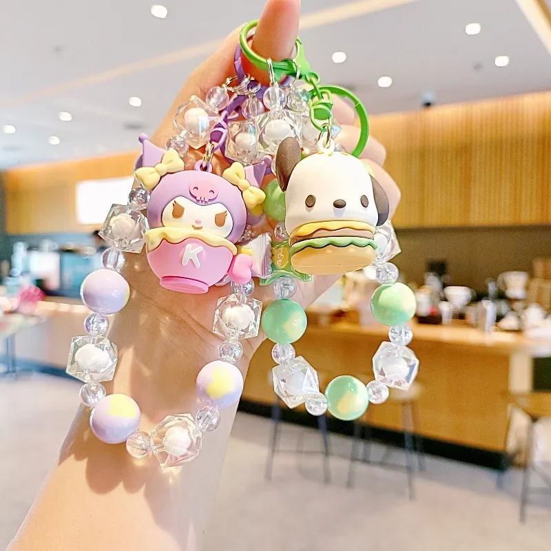 Kawaii Hello Kitty Cinnamoroll Anime Sanrio Pulseira, Desenhos Animados Fofos, Minha Melodia, Pingente de Mochila, Corrente Telefônica, Presentes Brinquedos