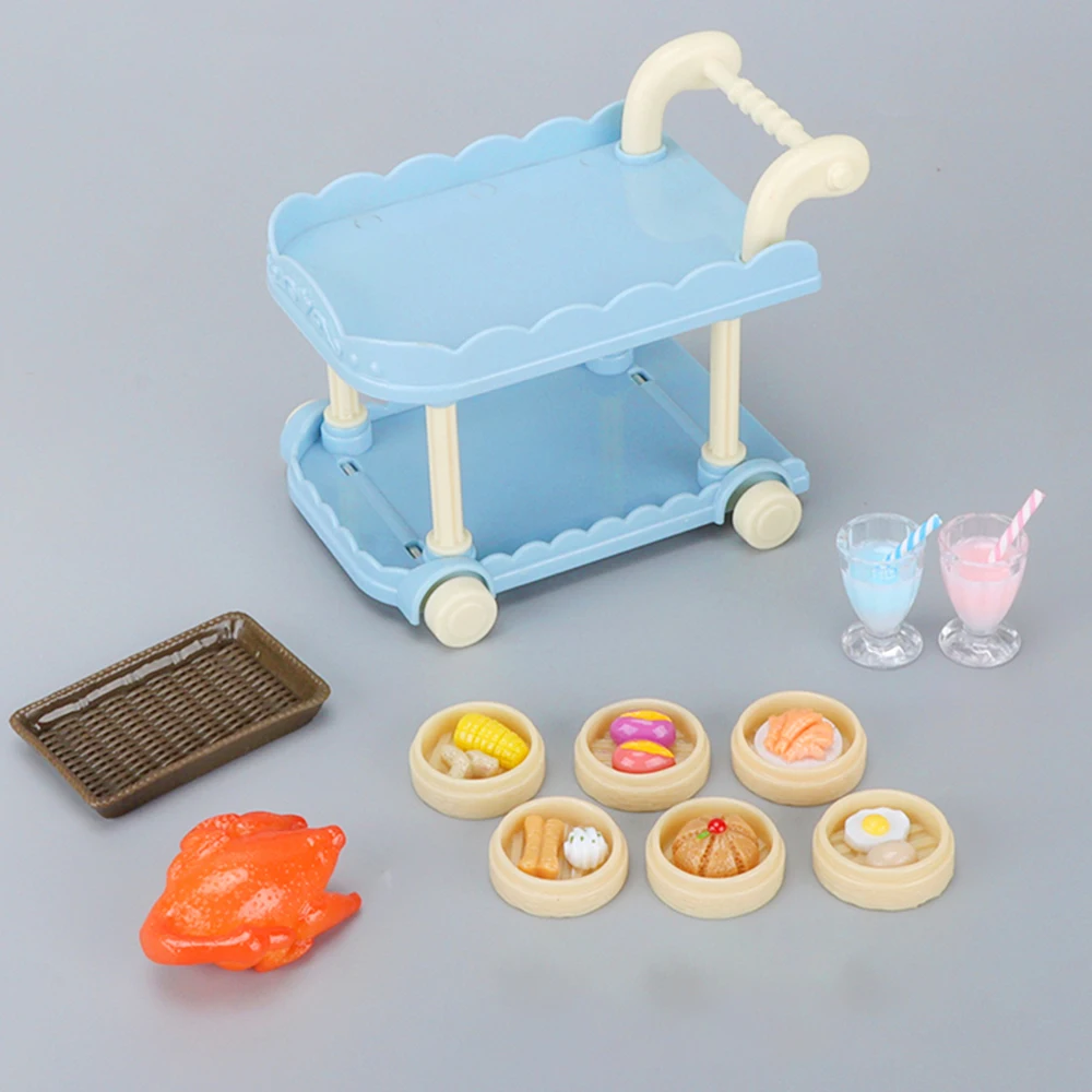 1:12 Cute Miniature Dining Car Dollhouse Simulation Kitchen Toy Model Micro Food Dessert Truck Doll House Accessories Girl Gift