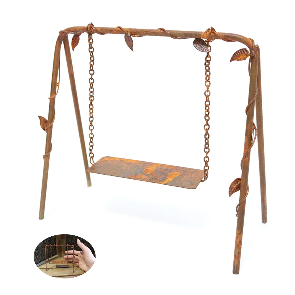 Миниатюрные ржавые качели, винтажные металлические качели, украшение для дома и патио, цветочные горшки, декор, металлические качели в деревенском стиле для дома и улицы