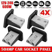 4Pcs/set 50Amp Car Electric Vehicle Charging Battery Connector Combination Socket Panel Flush Plug Mount Cover Mounting Bracket