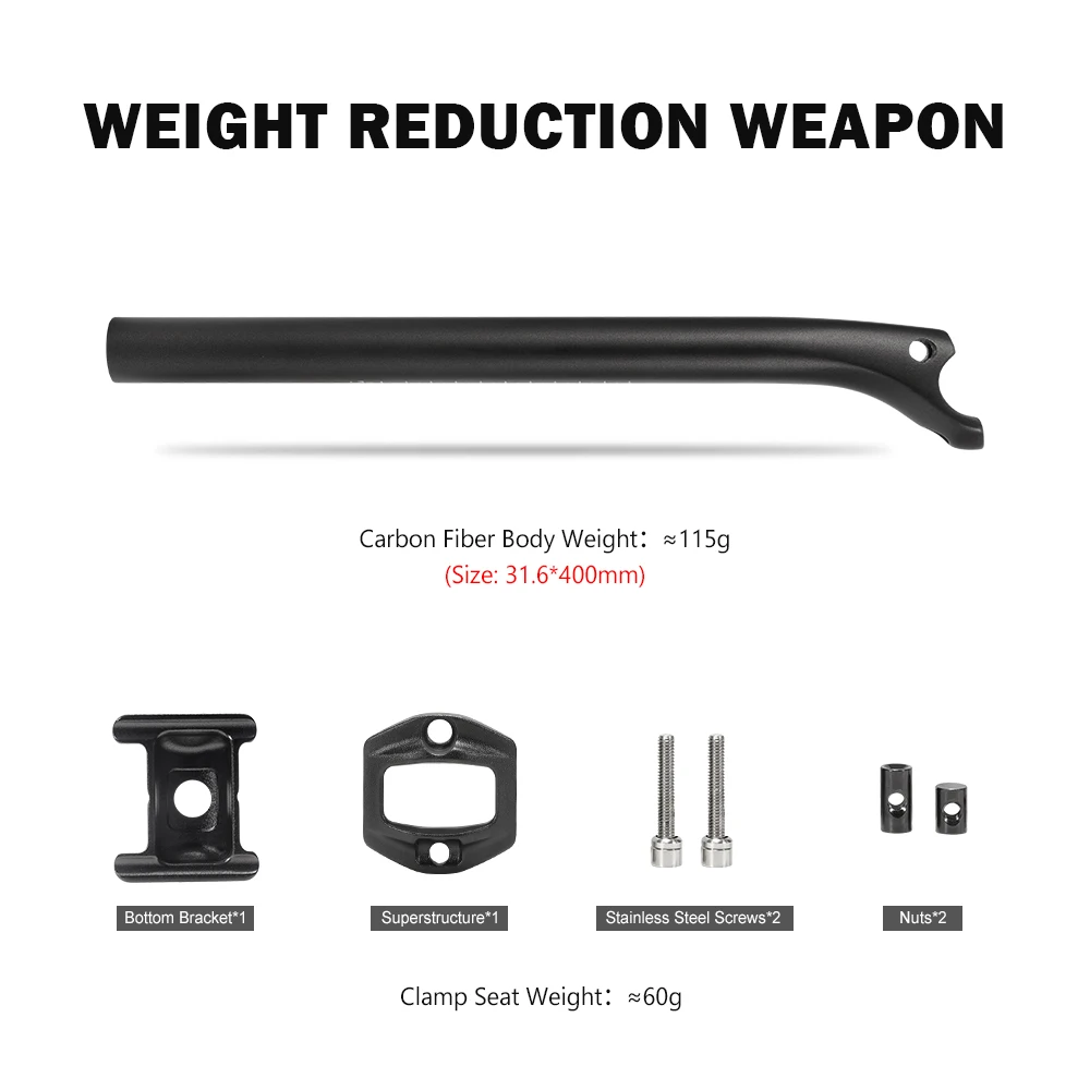 TOSEEK Carbon Seatpost 27.2 31.6mm Length 400mm Offset 20mm MTB Road Bike Seat Post Seat Tube Bicycle Parts MTB Carbon Canoe