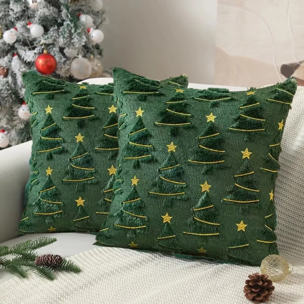 New Portable Christmas Day Pillowcase Xmas Tree with Light Reindeer Cushion Slipcover Short Throw Pillow Cover Holiday Supplies