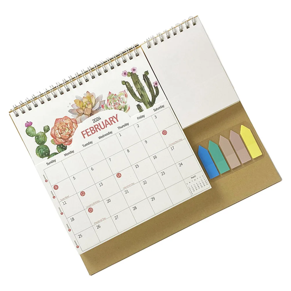 2024 Desk Multifunctional Calendar Office Decor Retro Year Planner Monthly Small Stand up for Dating
