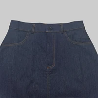 2025 New Fashion Imitation Denim H-Line High Waist Skirts Spring Summer Loose Solid Color Pockets Maxi Skirt For Women - Image 5