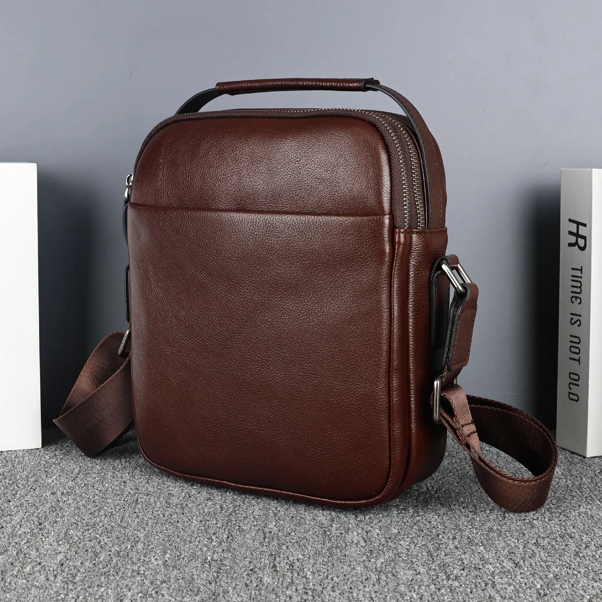 Men's Genuine Leather Shoulder Bag, Top Layer Cowhide Casual Business Crossbody Bag