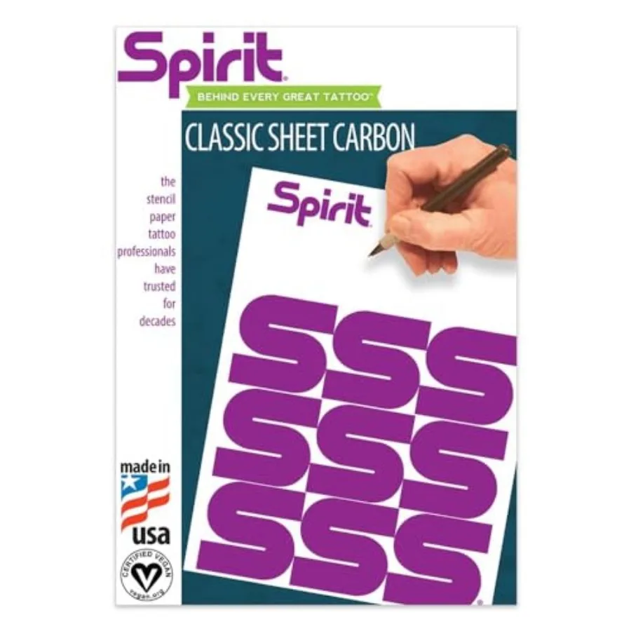 

Spirit® Classic Sheet Carbon Tattoo Stencil Transfer Paper 8.5" X 11" - 200 Sheets Certified Vegan Proudly Made In the USA