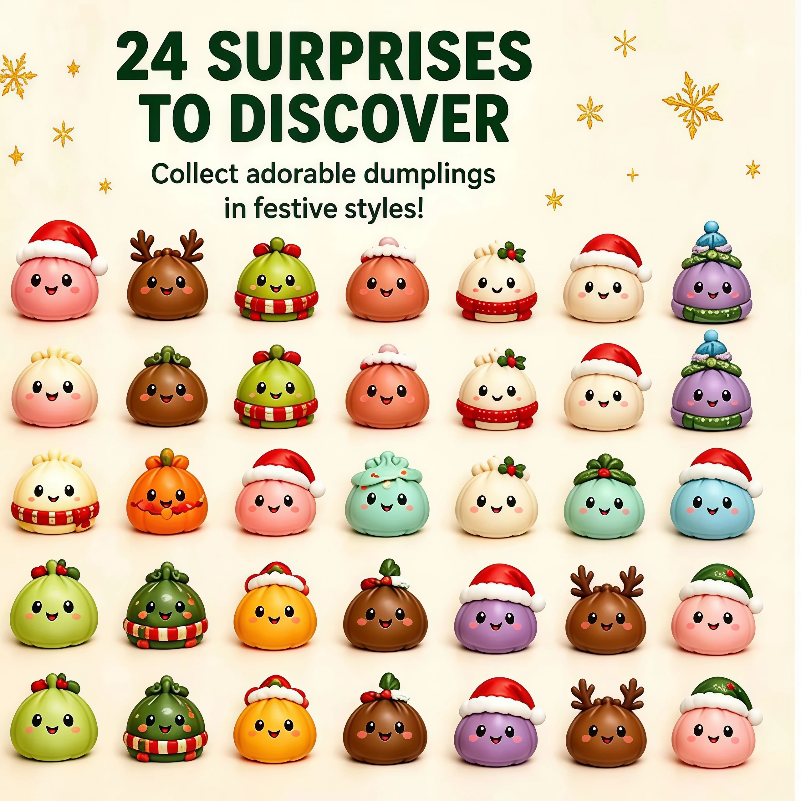 2026 Weihnachts-Squishies-Adventskalender 24 Tage Countdown Dumpling Squishy Stressabbau Fidget Mystery Überraschungsgeschenkbox Dekoration – Detail 7