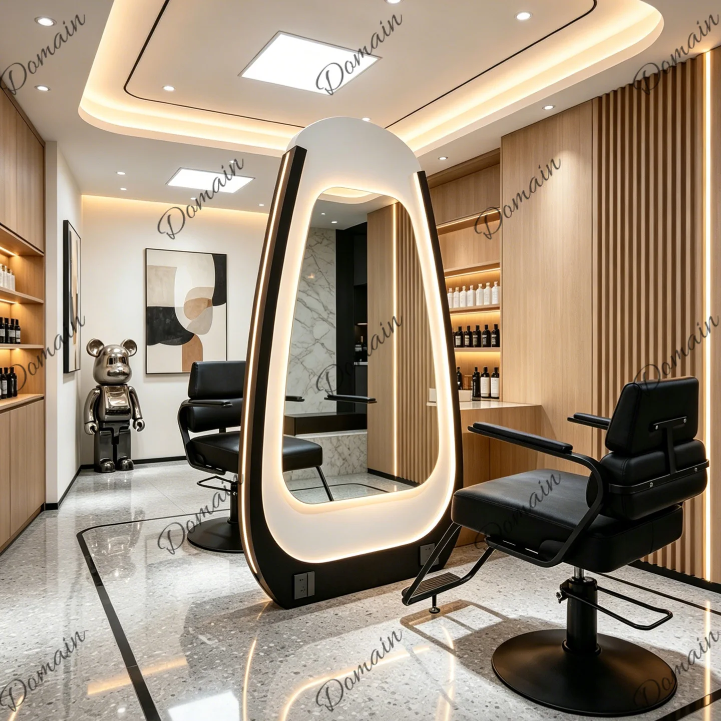 New barber shop with lamp mirror hair salon floor-to-ceiling hair LED lamp hair cutting beauty perm mirror