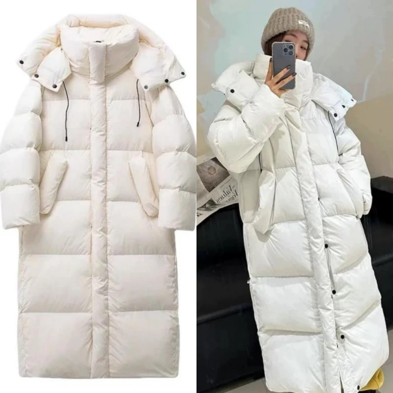 

Новое однотонное длинное прямое зимнее пальто X, женская парка, одежда, повседневная теплая зимняя куртка с капюшоном, женская верхняя одежда