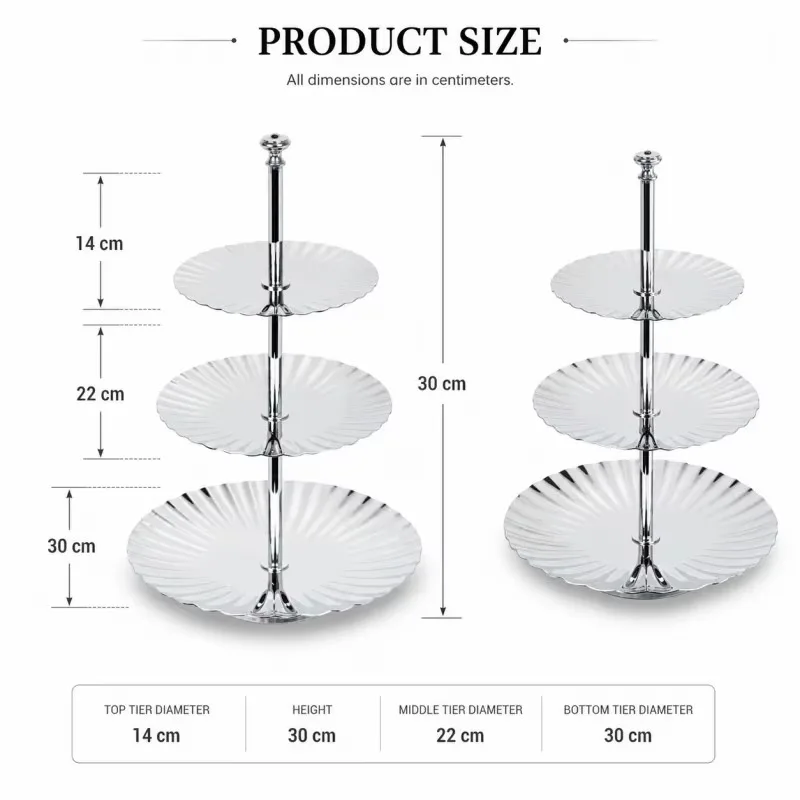Modern durable three-layer oval stainless steel plate dessert rack tray for cake, snack, party table display decoration