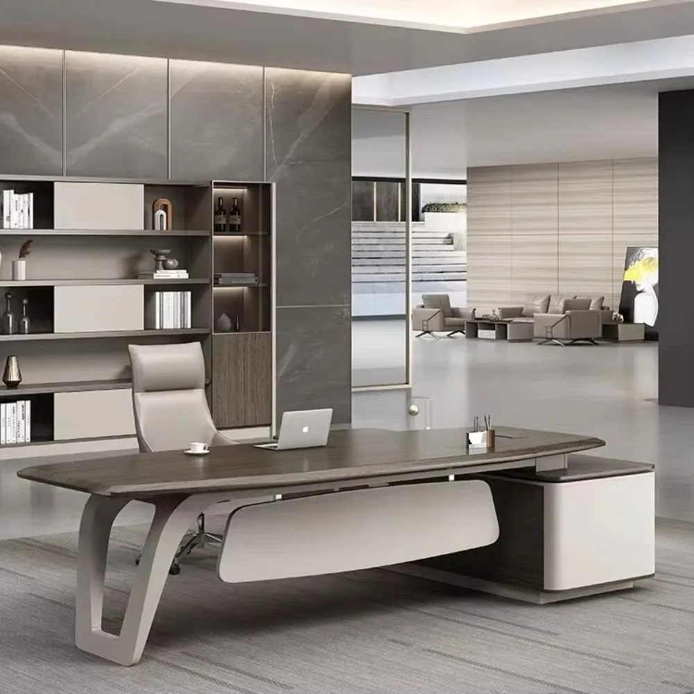 Hot Sale Luxury Modern L Shape Director Ceo Boss Wooden Workstation Desk Office Furniture Table Set Manger Executive Office Desk