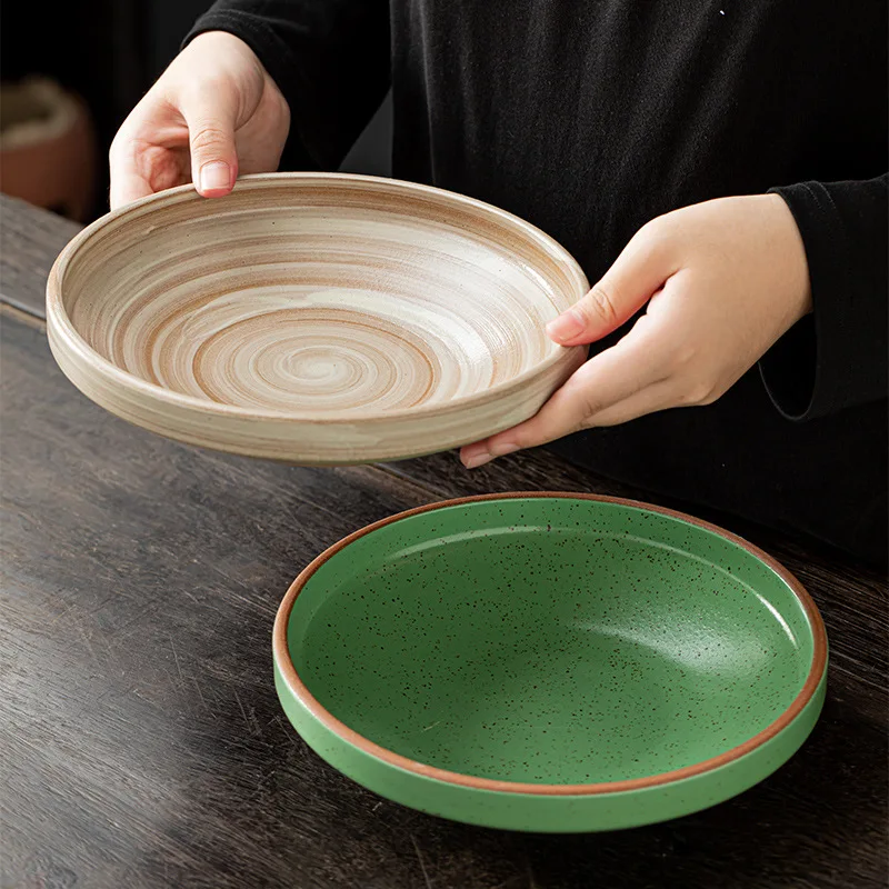 

New Large Capacity Thick Earthenware Plate Abalone Sauce Rice Bowl Restaurant Commercial Kitchen Utensils Dishwashing
