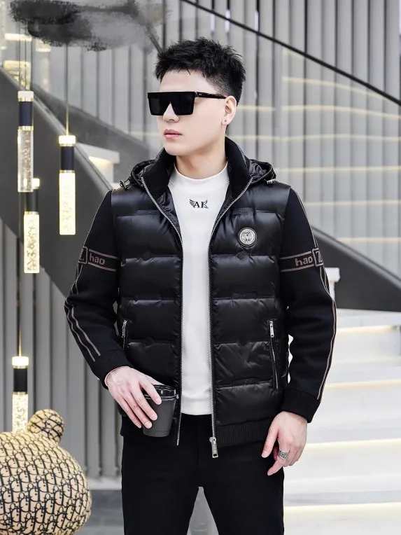

Мужская стеганая куртка с капюшоном и отстегивающимся высоким воротником, пуховик, осень-зима, новинка, высокое качество, деловой повседневный стиль