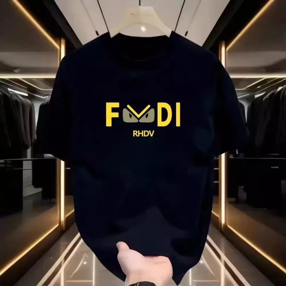

2025 summer men's casual T-shirt 100% pure cotton clothing high-end and trendy wear