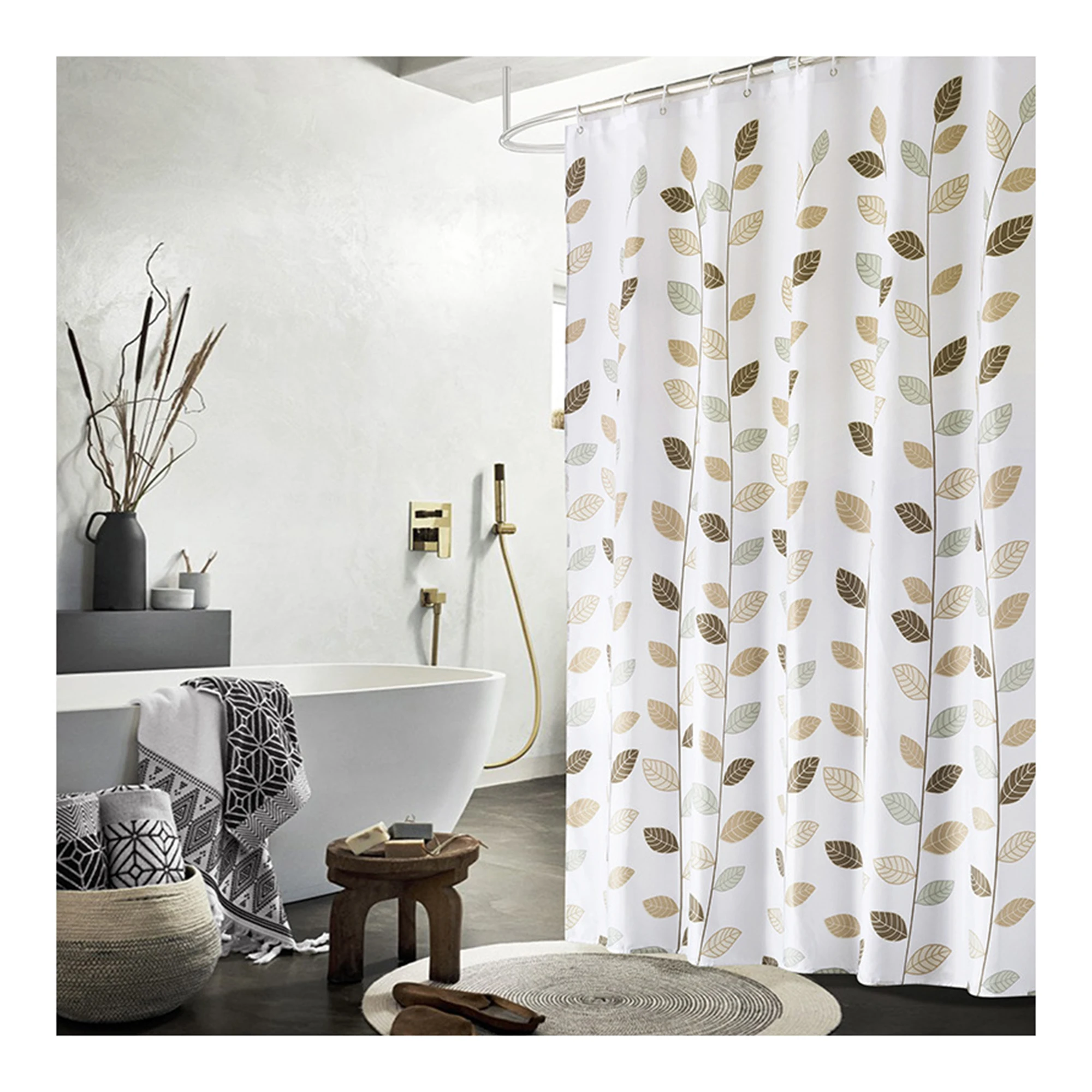 Brown Shower Curtain Bathroom Curtains Shower Set 72 X 84 Eco Friendly Fabric Waterproof Interesante