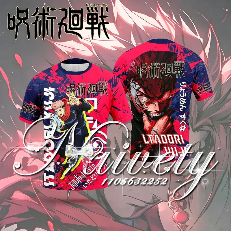 Summer New Jujutsu Kaisen Yuji Itadori Ryomen Sukuna 3DGraffiti Print Quick Dry Breathable Sports T-shirt Unisex Top Y2k