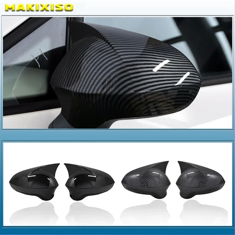 Für Seat Leon MK2 2009–2012, 2-teilig, hochwertiger ABS-Kunststoff, Fledermaus-Stil, Spiegelabdeckungen, Kappen, Rückspiegel, Gehäuseabdeckung, Klavier, Schwarz