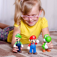 2026 Hot Super Mario Bros Luigi Yoshi Mario Cartoon Dolls Anime Figures Creative Collectible Model Toys for Kids Birthday Gift