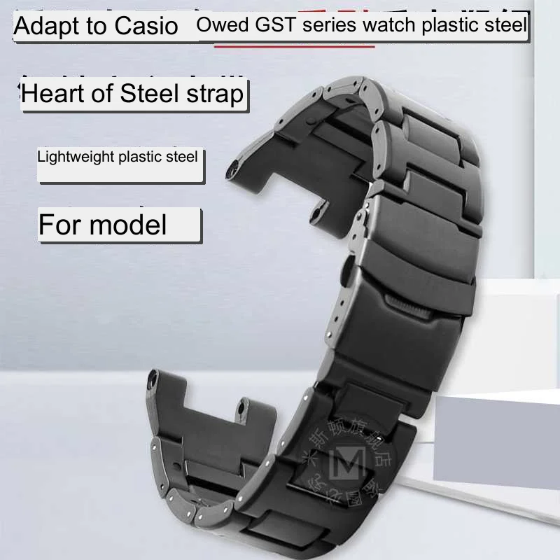 GST-B100 Metal watch strap for Casio GST-W300 GST-S130 GST-400G GSTB100 metal strap men plastic steel watch band accessories