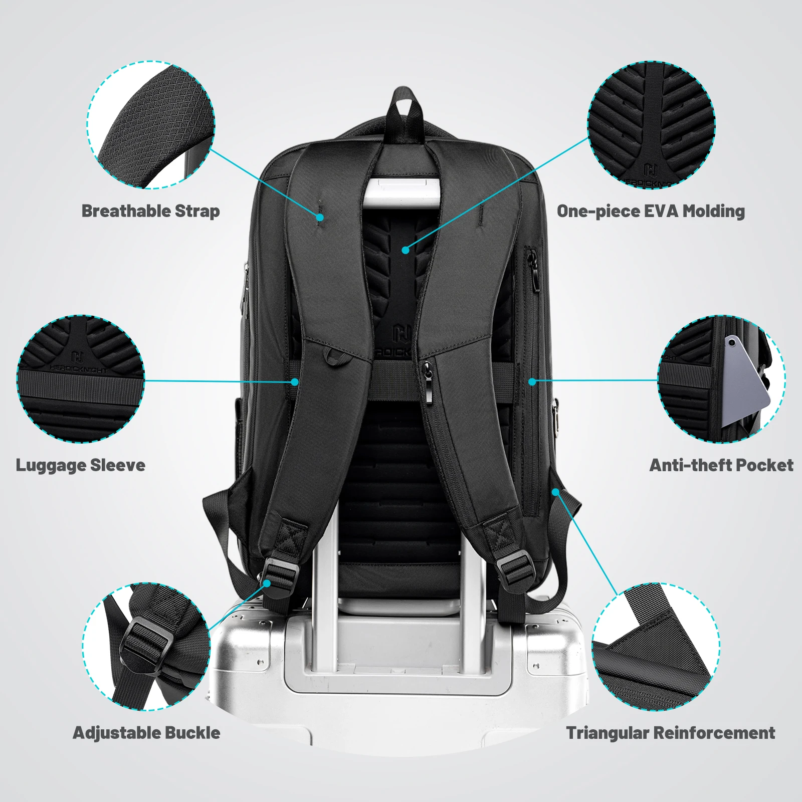 Heroic Knight Expandable Travel Backpack For Man Business Waterproof 17
