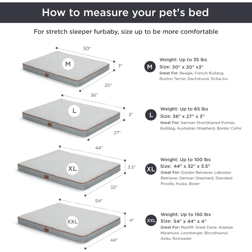 Bedsure Jumbo Dog Bed for Large Dogs - XXL Orthopedic Dog Beds with Removable Washable Cover, Egg Crate Foam Pet Bed Mat,