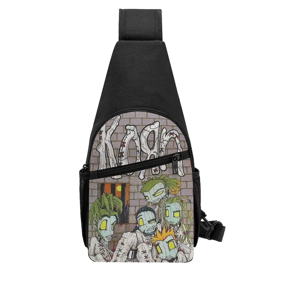 

Korn Rock Band Logo Chest Bag Men Sling Crossbody Backpack Chest Bag Traveling Hiking Daypack Shoulder Bag