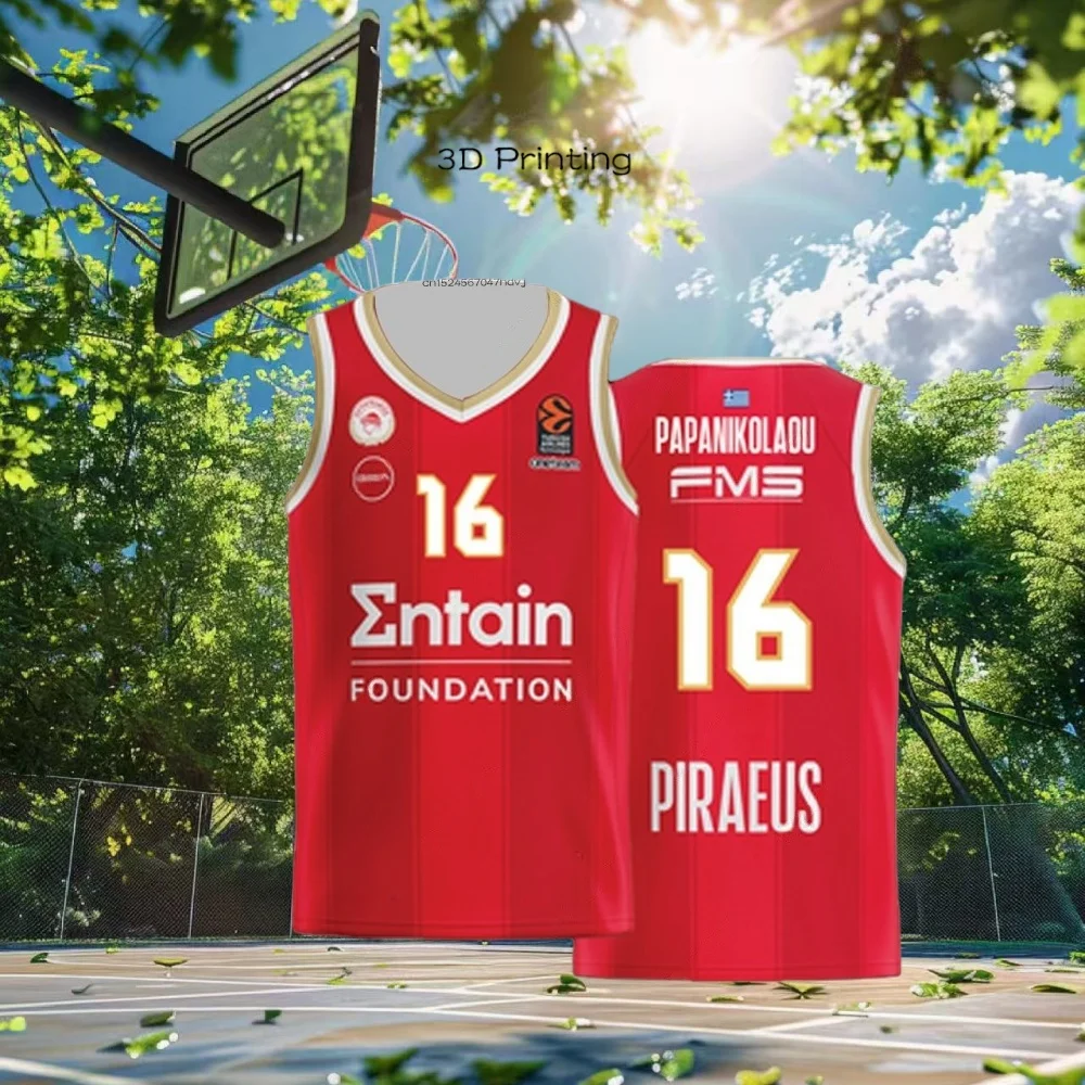 

25 New Arrivals Olympiacos Athens Basketball Jersey Greece Men's Basketball Sports Vest Basketball Game Jersey Motorcycle Vest
