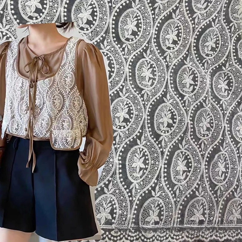 

Lace organza cotton thread embroidery fabric mesh embroidery fabric DIY wedding dress and evening gown skirt decoration fabric