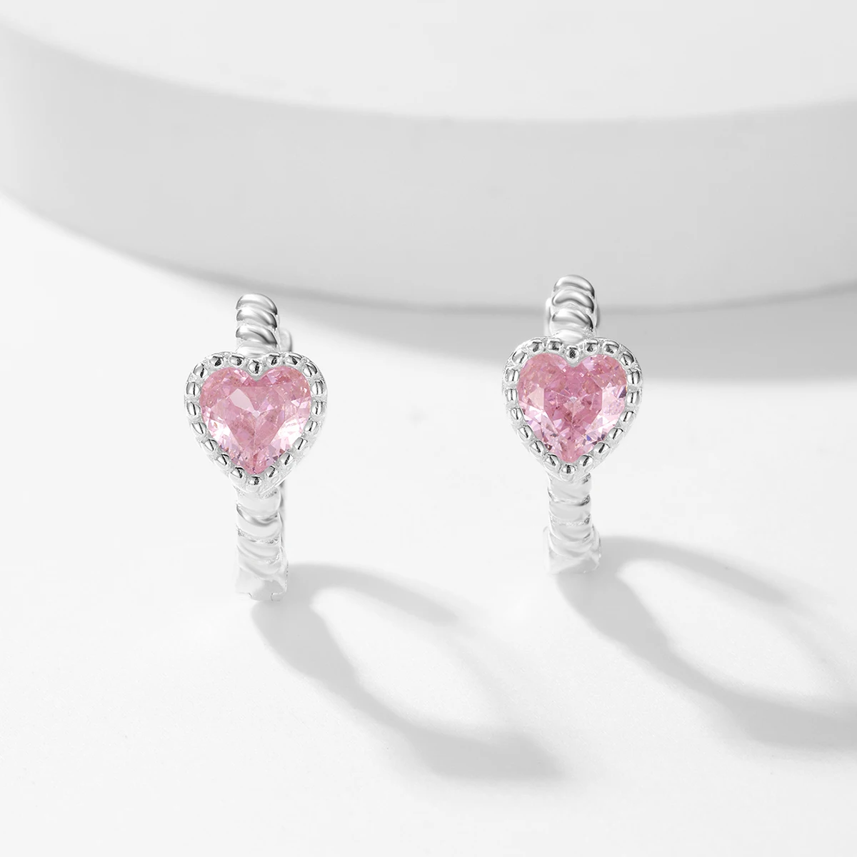 A pair of luxurious, gorgeous, sparkling, and personalized pink girl's beloved zirconia 925 sterling silver sweet and romantic s