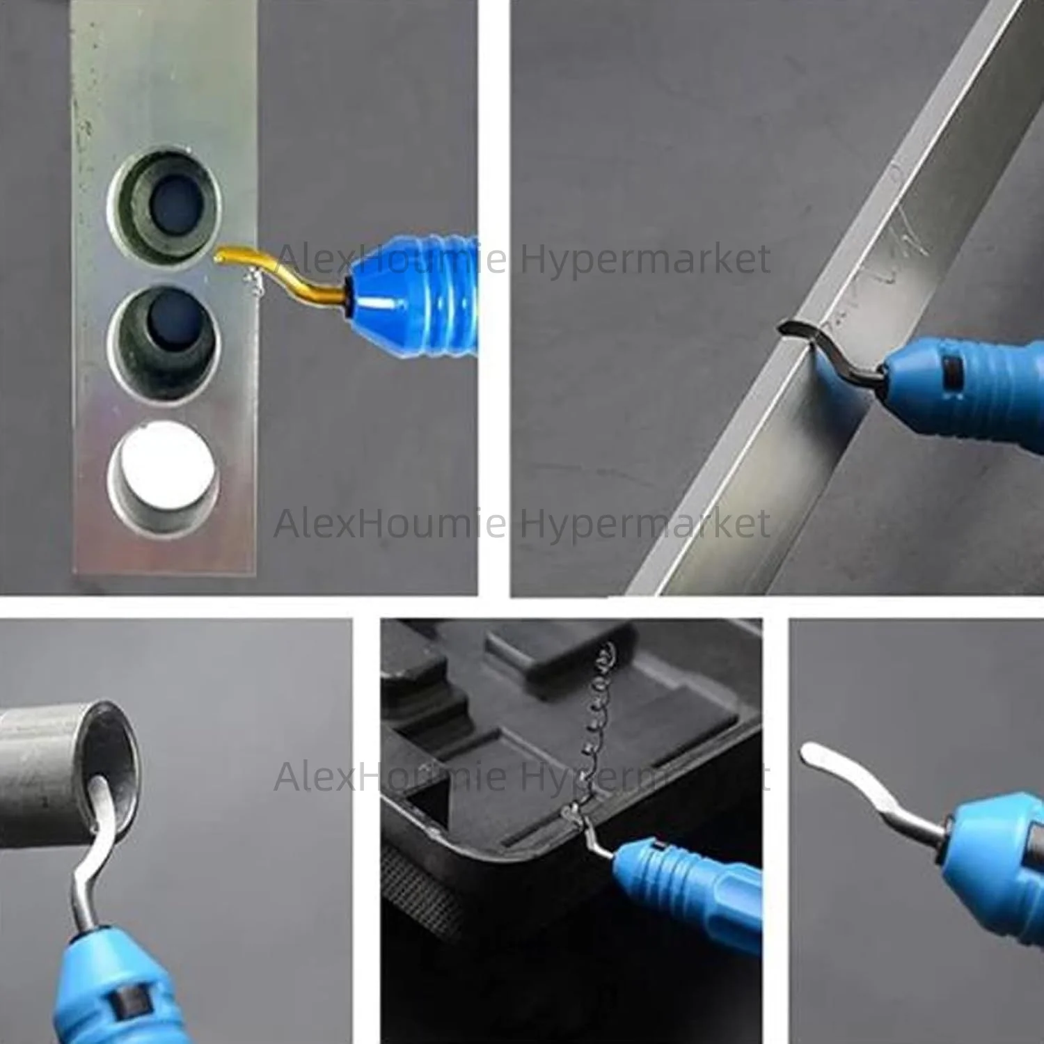 NB1000 Metal Deburring Tool Kit with 10PCS Rotary Deburr Blades Great Burr Remover Tool for Wood Plastic Aluminum Copper Steel