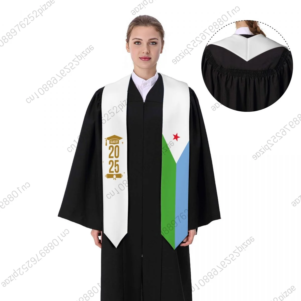 

New Djibouti Flag Class Of 2025 183*13CM Graduation Stole Sash Scarf For International Students Proud