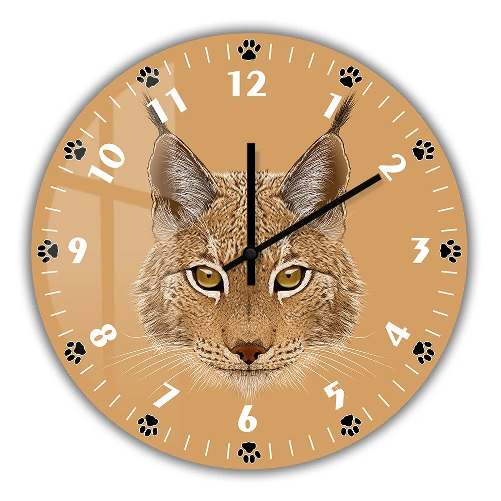 Lynx Snow Big Cat Modern Design Catamount Wall Clock With Silent Movement For Bedroom Animal Nature Home Decor Tiger Cat Clock