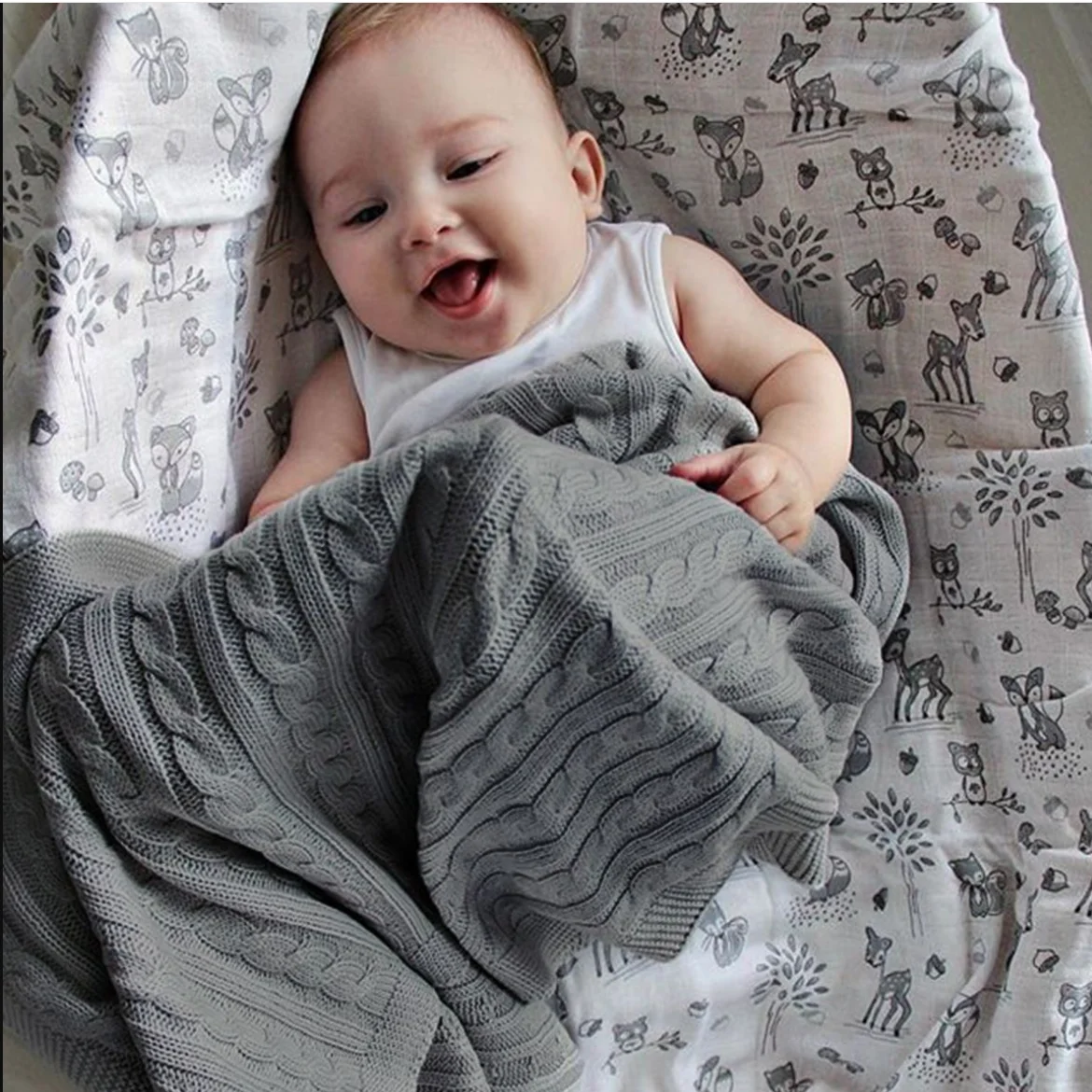 

Knitted Baby Blanket Newborn Swaddle Wrap Blankets for Boy Girl Soft Throw Blanket Bedding Stroller Sleeping Receiving Blankets