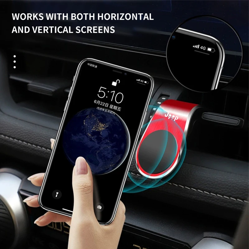 Car Air Vent Clip Magnetic Adjustable Rotation Phone Holder For Jeep Wrangler-JK JL Cherokee Patriot Liberty Commander