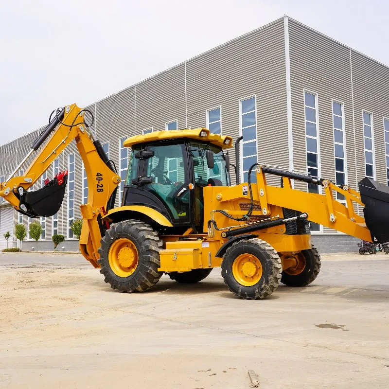 Four-Wheel Backhoe Loader With Smooth Operation Reasonably Designed For Busy Work At Both Ends