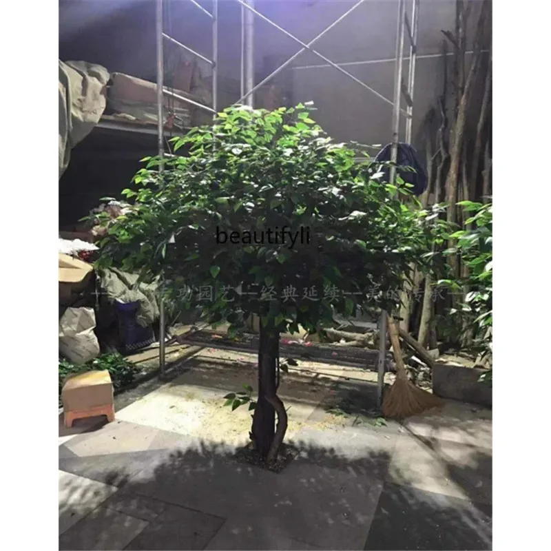 A485  Simulation Tree Simulation Banyan Tree Large Plant Living Room Pachira Macrocarpa Solid Wood Trunk Decoration
