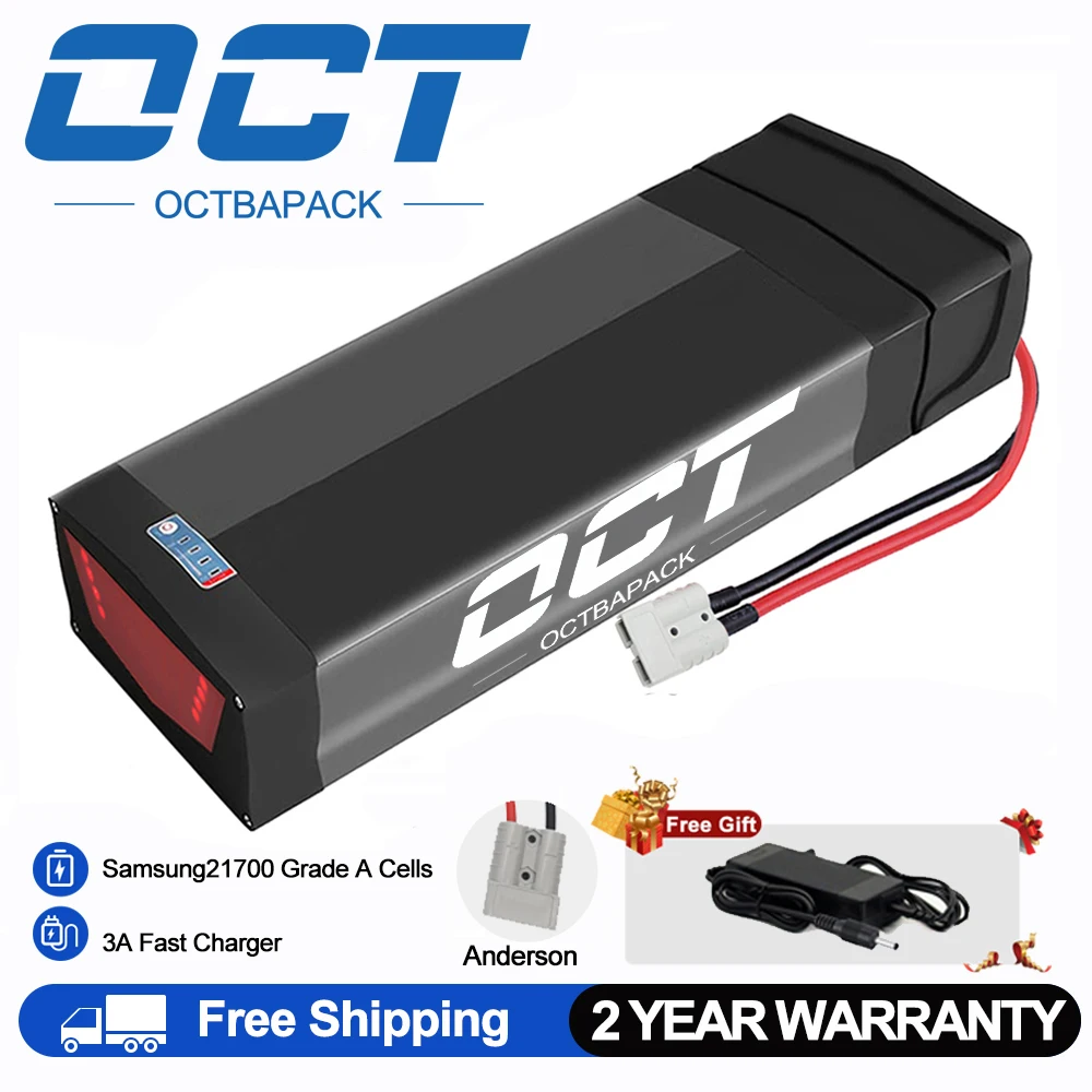 Rear Rack  48V 25Ah E-Bike Li-ion Lithium Battery Electric Bicycle 36V 52V 20Ah 21700 Cell for 350W 500W 750W 1000W 1500W Motor