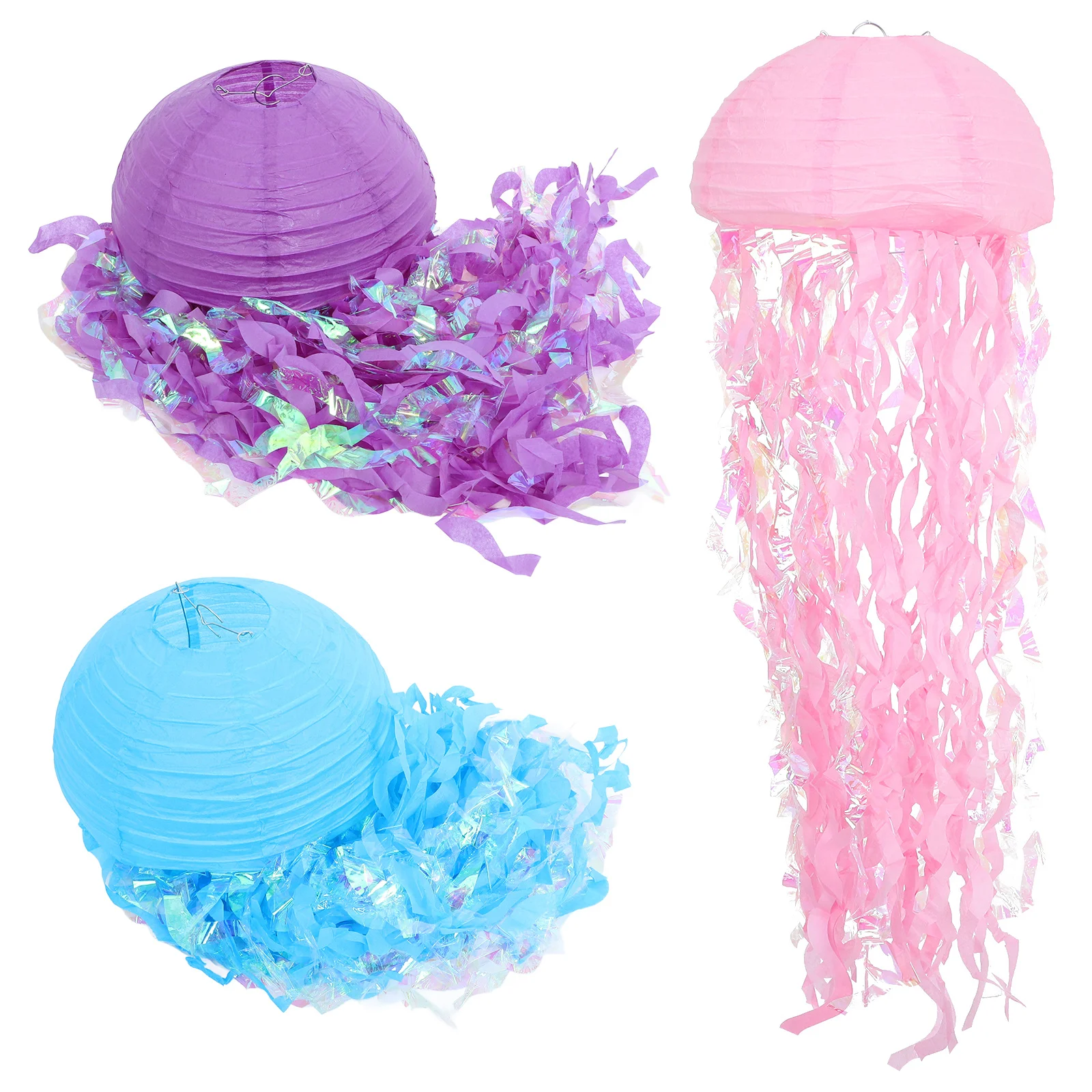 

3Pcs Jellyfish Lanterns Paper Hanging Lantern Decorations Ocean Themed Party Hanging Jellyfish Birthday Wedding Decor