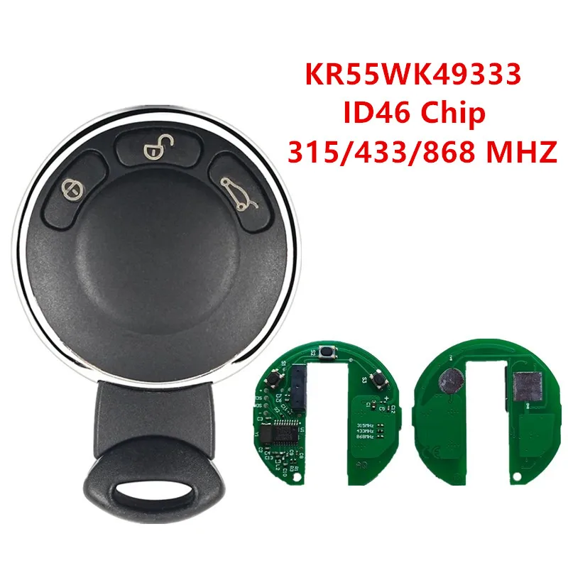 

3 Buttons 315/433/868 MHZ ID46 Chip KR55WK49333 Remote Car Key For BMW MINI Cooper 2006 2007 2008 2009 2010 2011 2012 2013