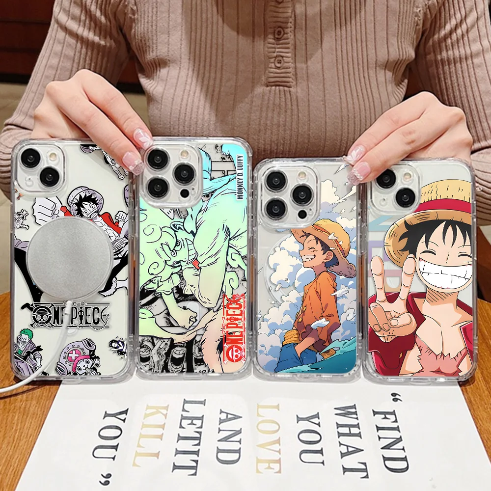 HEISS! Anime One Piece Magnetische Handyhülle für iPhone 17 16 15 14 13 12 11 8 7 Air Plus Pro Max X XR XS Max – Weiche, transparente TPU-Hülle